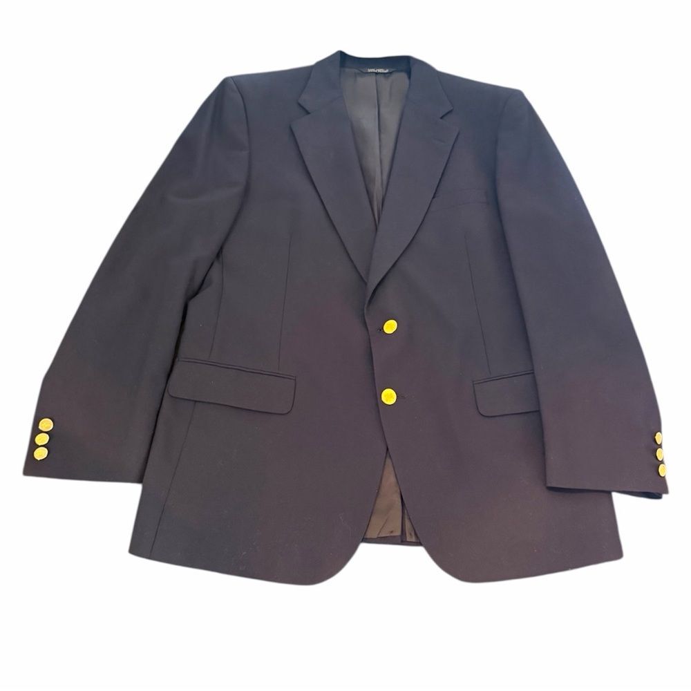 Vintage Burberry Size 44 Blazer with Logo Gold Buttons Made in USA Union Made